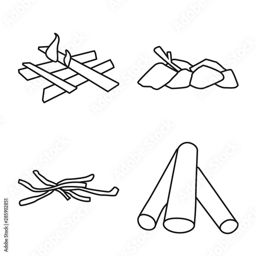 Vector design of texture and construction sign. Set of texture and hardwood stock symbol for web.