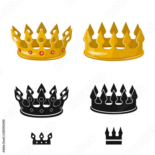 Vector illustration of medieval and nobility logo. Set of medieval and monarchy stock vector illustration.