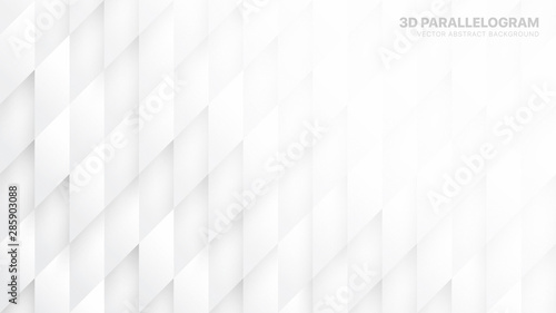 Conceptual 3D Vector Parallelograms Pattern Technologic White Abstract Background. Science Technology Tetragonal Structure Light Wallpaper. Three Dimensional Tech Clear Blank Subtle Textured Backdrop
