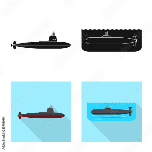 Vector design of war and ship symbol. Set of war and fleet stock symbol for web.