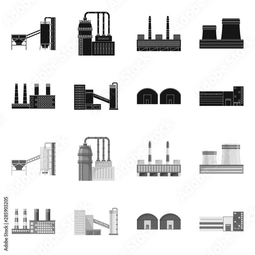 Vector design of production and structure symbol. Set of production and technology stock vector illustration.