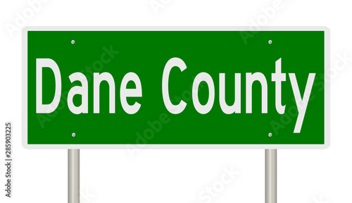 Rendering of a green highway sign for Dane County Wisconsin photo