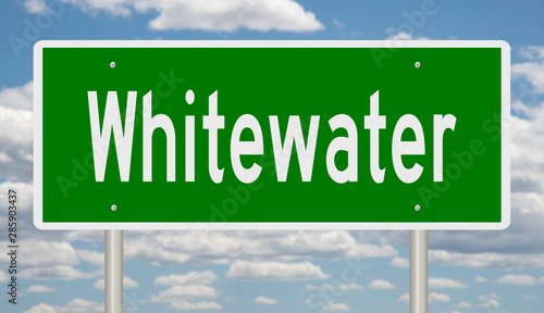 Rendering of a green highway sign for Whitewater Wisconsin photo