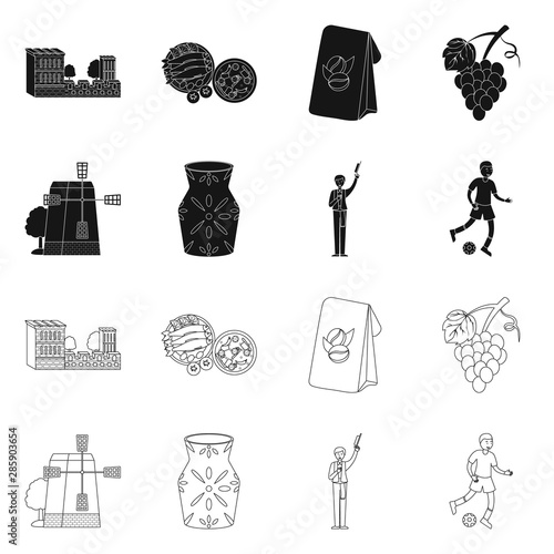 Isolated object of and historic icon. Set of and country stock vector illustration.