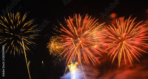 Colorful fireworks in night sky