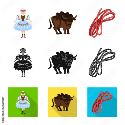 Isolated object of traditional and tour icon. Collection of traditional and landmarks stock vector illustration.