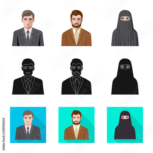 Isolated object of hairstyle and profession symbol. Set of hairstyle and character stock symbol for web.
