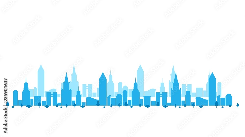 Outline urban vector cityscape. Skyline city silhouettes. City landscape template. Thin line City landscape. Vector illustration