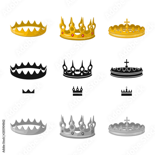 Vector design of medieval and nobility logo. Collection of medieval and monarchy stock vector illustration.