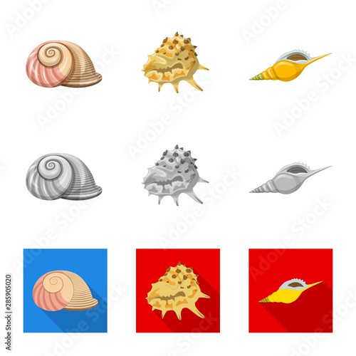 Vector illustration of animal and decoration icon. Set of animal and ocean stock vector illustration.