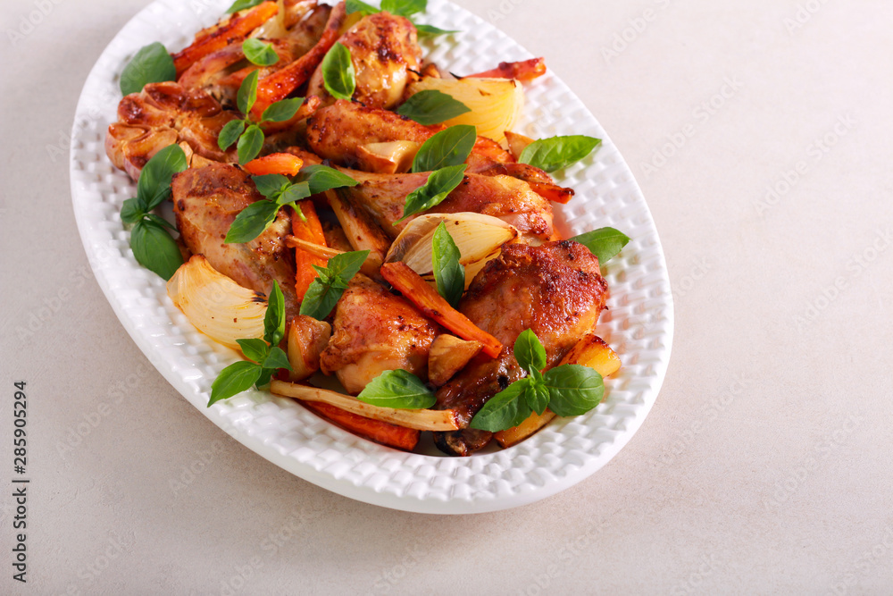Roast chicken drumsticks with vegetables Roast chicken drumsticks with vegetables