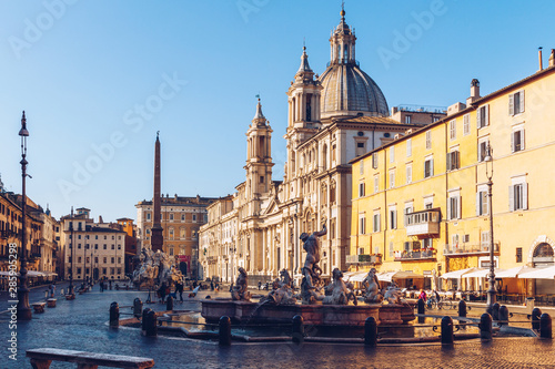 Piazza Navona in Rome, Italy early in the morning