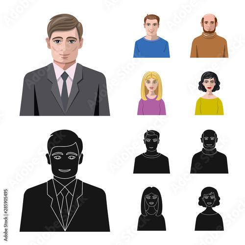 Isolated object of hairstyle and profession logo. Set of hairstyle and character stock symbol for web.