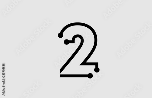 number 2 logo design with line and dots