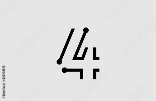 number 4 logo design with line and dots