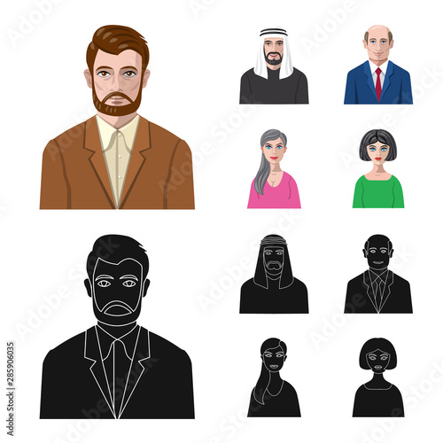 Vector illustration of hairstyle and profession sign. Collection of hairstyle and character stock symbol for web.