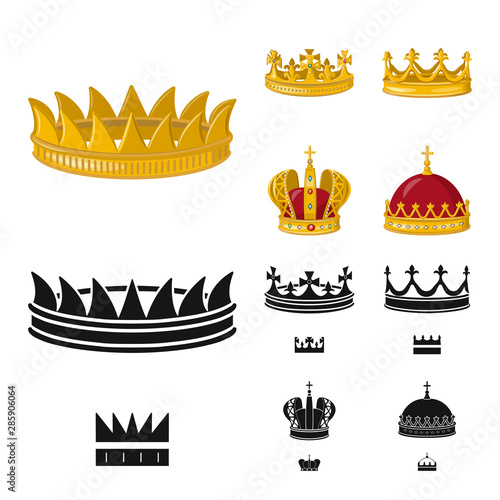 Vector design of medieval and nobility sign. Set of medieval and monarchy stock vector illustration.