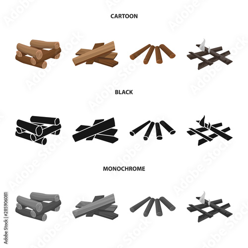 Vector illustration of material and logging logo. Set of material and forestry stock vector illustration.