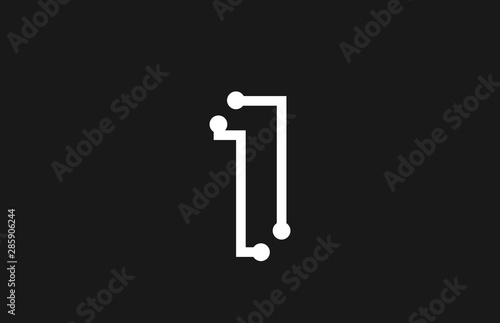 1 number black and white logo design with line and dots