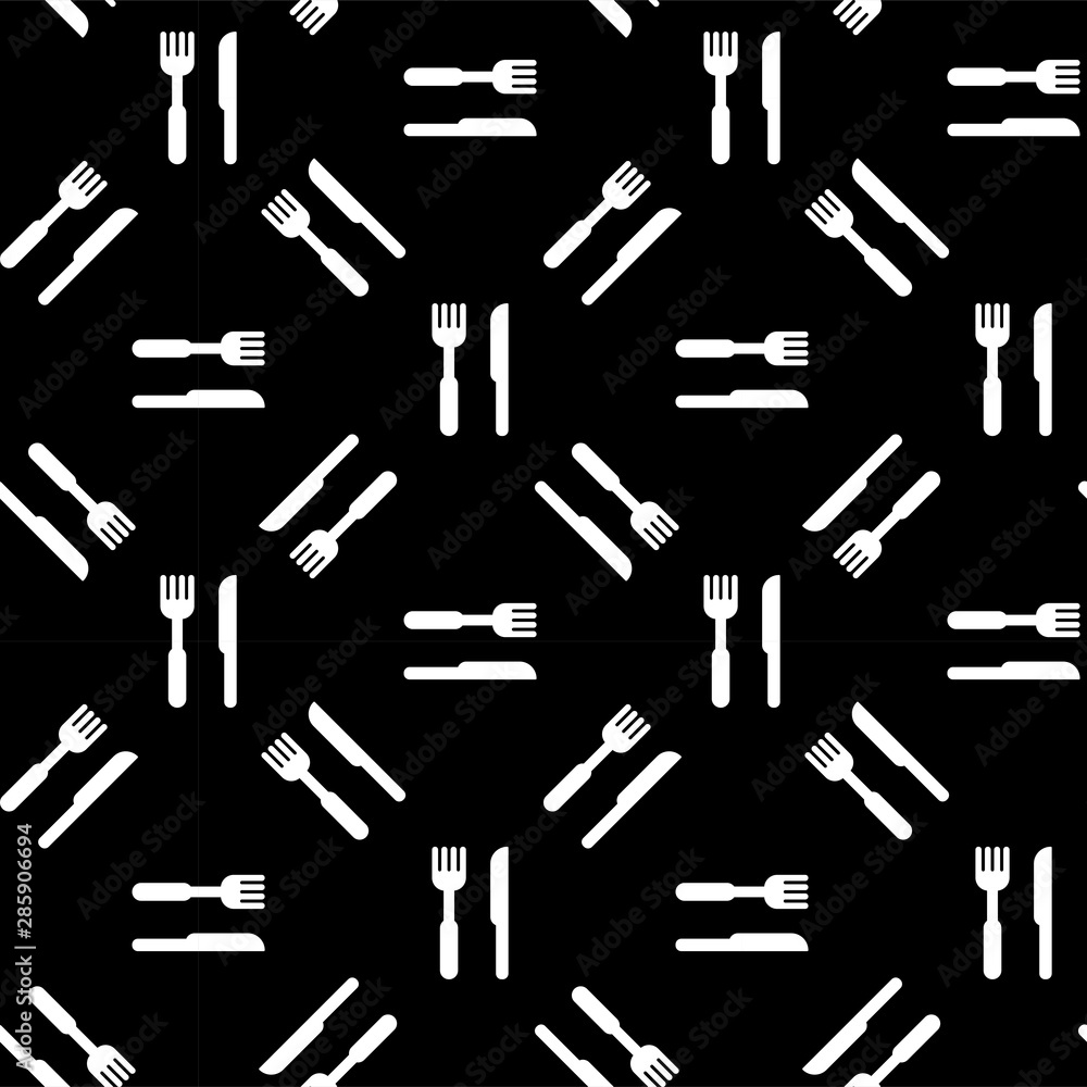 Kitchen seamless pattern Fork and knife black Kitchen seamless pattern Fork and knife black