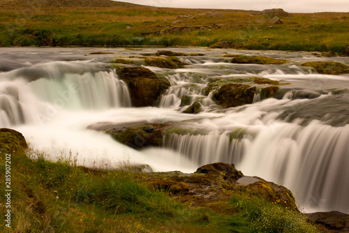Long exposure photo of waterfall, view of the beautiful waterfall in nothern Iceland, Europe.
