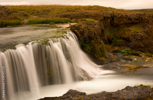 Long exposure photo of waterfall  view of the beautiful waterfall in nothern Iceland  Europe.