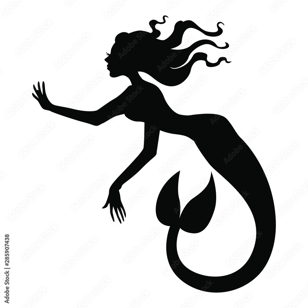 Vector illustrations of silhouette of mermaid Vector illustrations of silhouette of mermaid