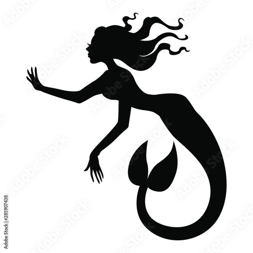 Vector illustrations of silhouette of mermaid