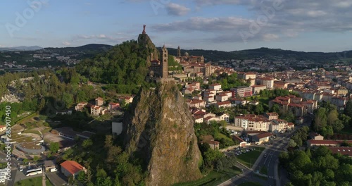 Approaching Aiguilhe chapel, le Puy-en-Velay, France