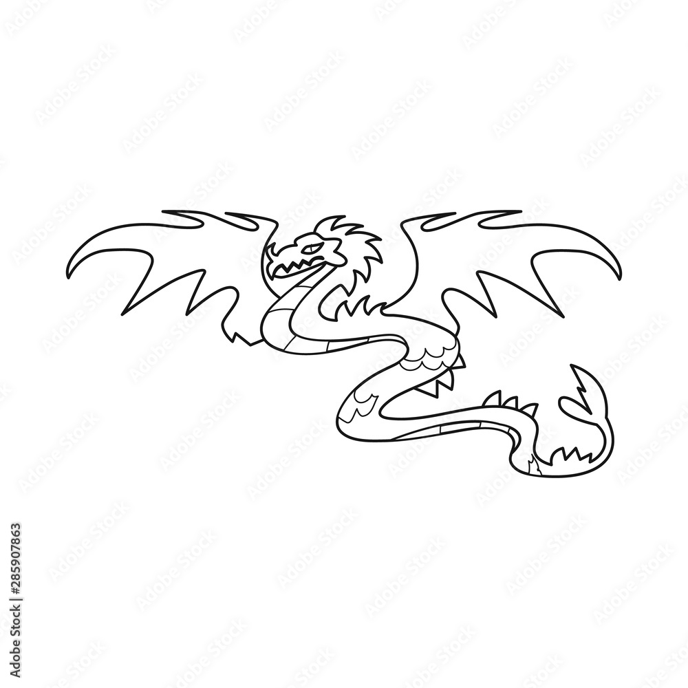 Isolated object of dragon and monster logo. Set of dragon and beast stock vector illustration.