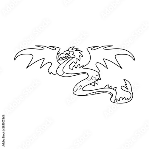 Isolated object of dragon and monster logo. Set of dragon and beast stock vector illustration.