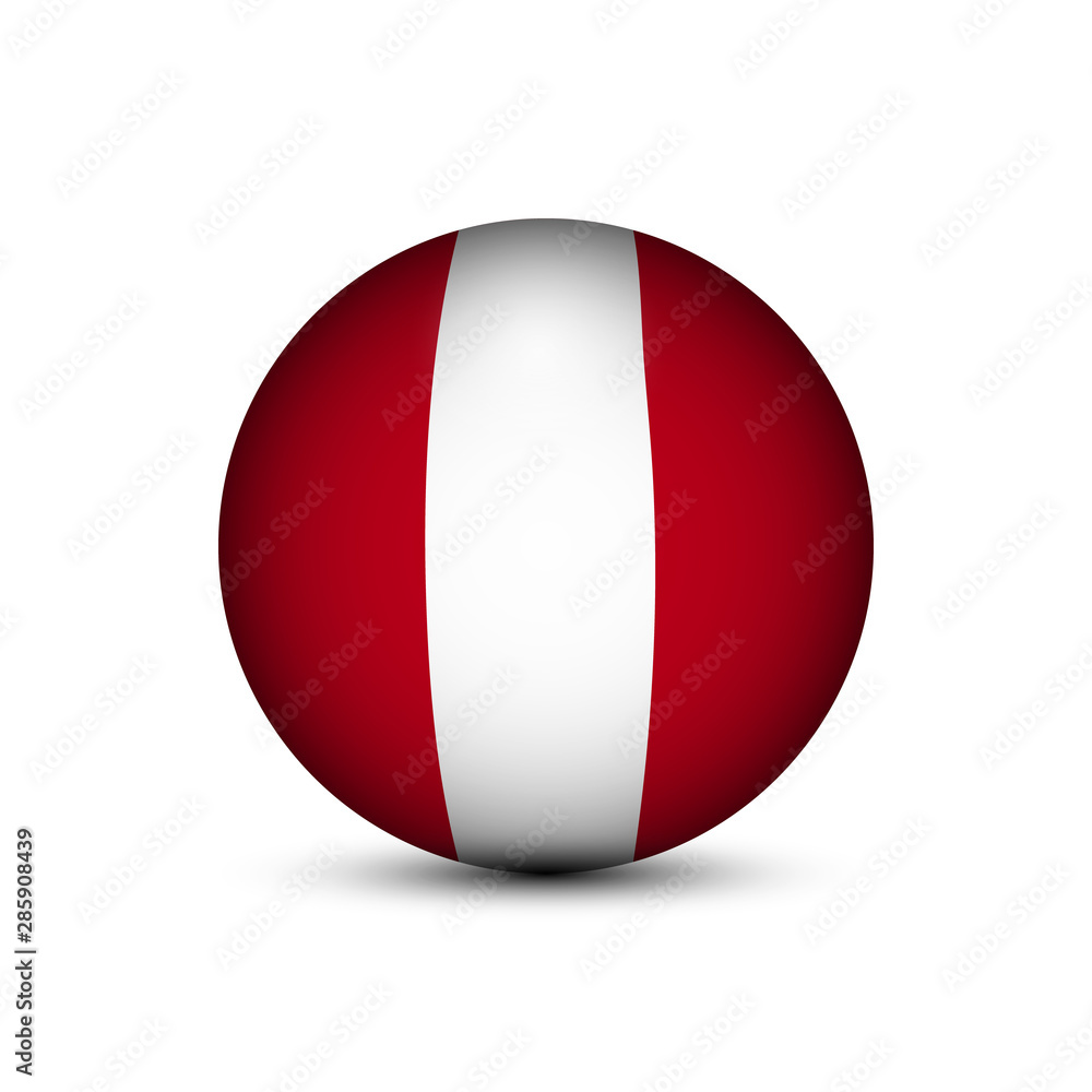 Flag of Peru in the form of a ball isolated on white background. Flag of Peru in the form of a ball isolated on white background.