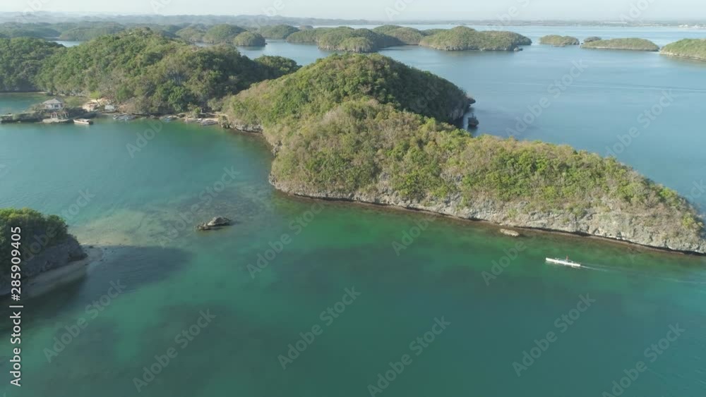 Hundred Islands National Park Alaminos Pangasinan Aerial view of Small islands with beaches and lagoons in Hundred