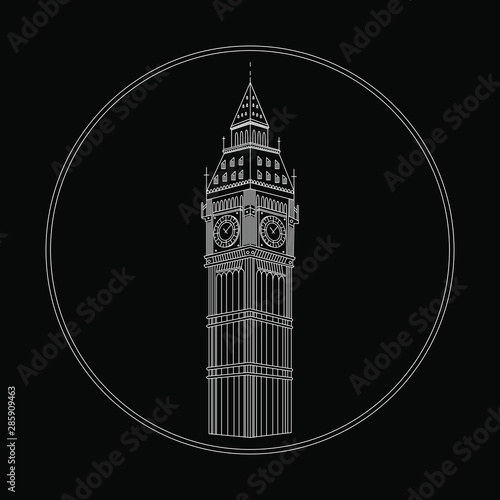 Negative Logo Vector illustration of Big Ben.