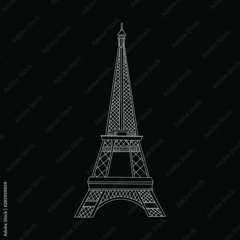 Eiffel Tower negative symbol of Paris France.