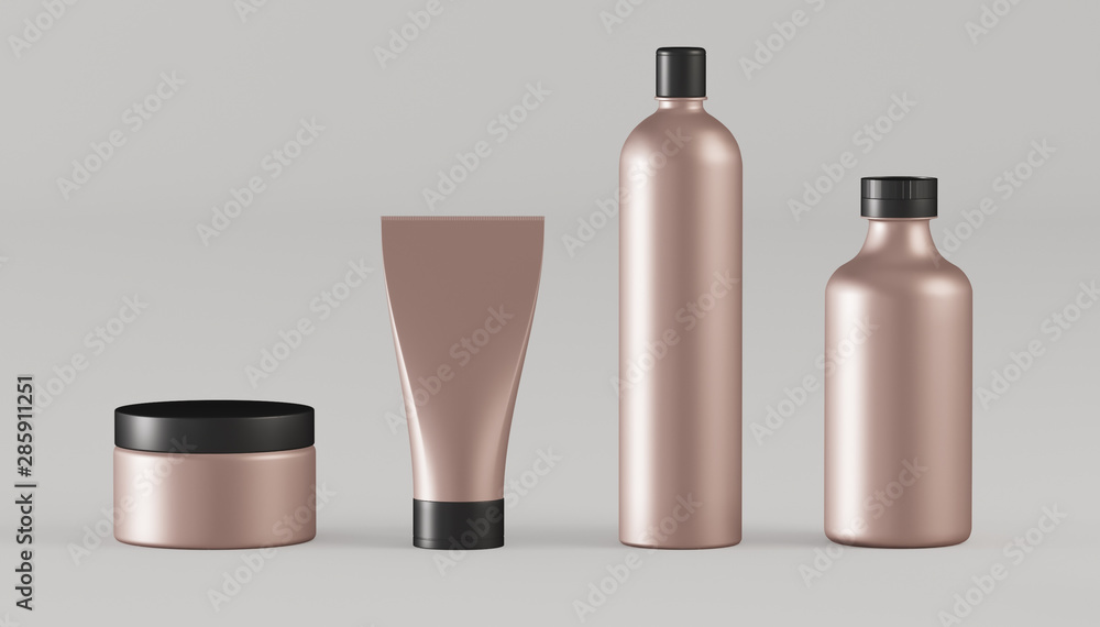 Mockup of jars and tubes for cosmetics - 3D illustration Mockup of jars and tubes for cosmetics - 3D illustration