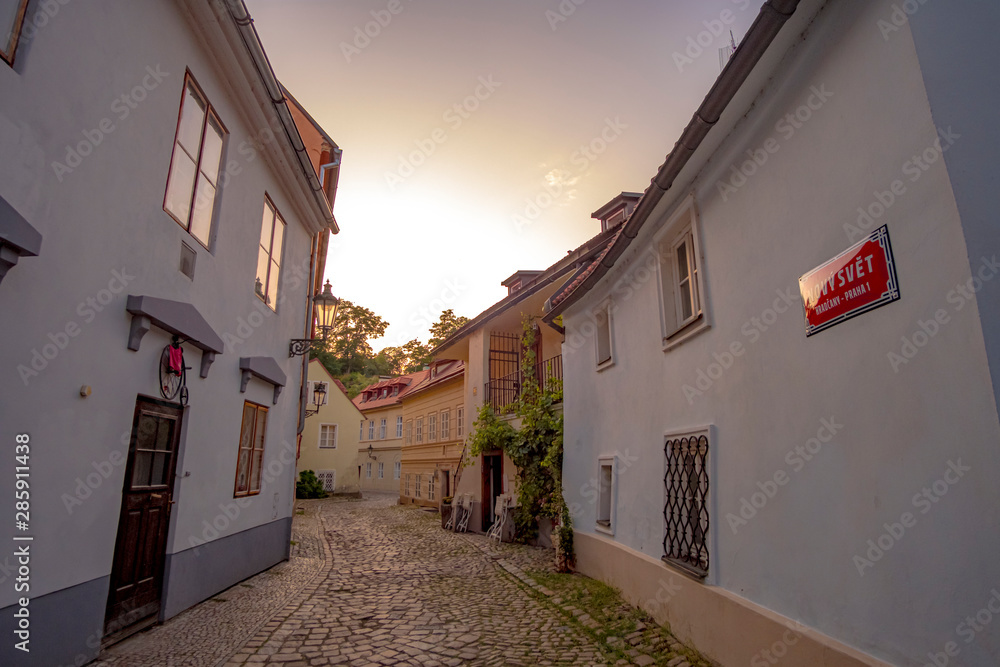 A little town at Prague Castle, where time stood still - beautiful New World (Novy Svet), Hradcany district. Prague, Czech Republic