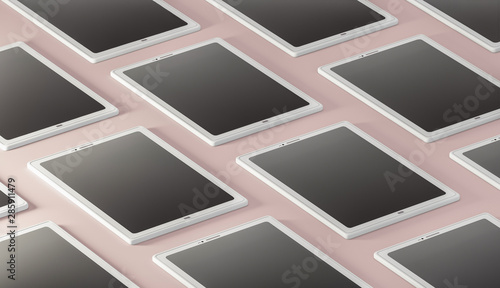 White staggered tablets - 3D illustration
