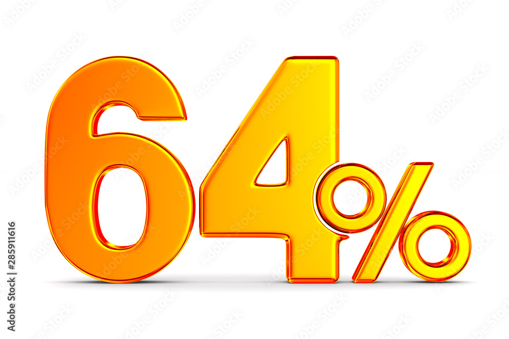 sixty four percent on white background. Isolated 3D illustration sixty four percent on white background. Isolated 3D illustration