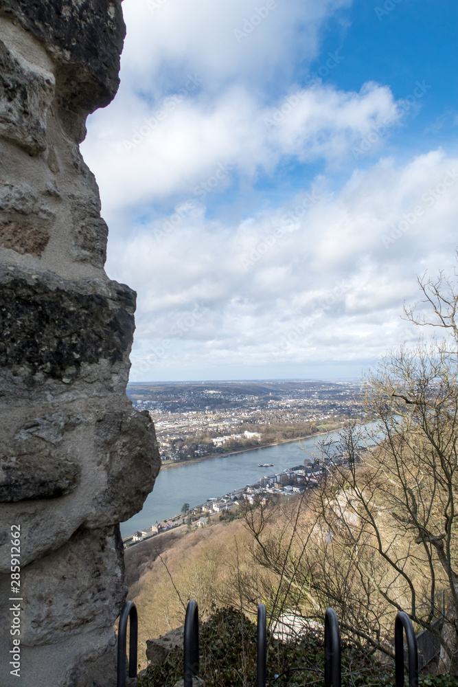 River Rhine and the city of Bonn as seen from the Drachenfels, North Rhine-Westphalia, Germany