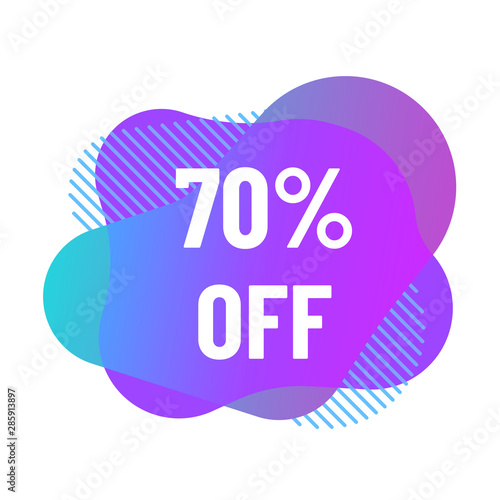 discount 70 percent off sale offer pink color bubbles. abstract gradient banner with flowing liquid shapes illustration for promo advertising discounts. abstract fluid vector bubbles with discounts