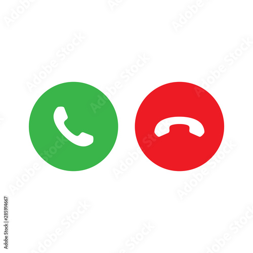 Vector set phone call icons.Accept call and decline handset button. photo