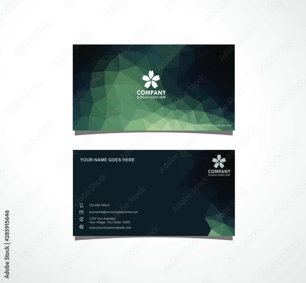 Simple Business Card templates with geometric background.