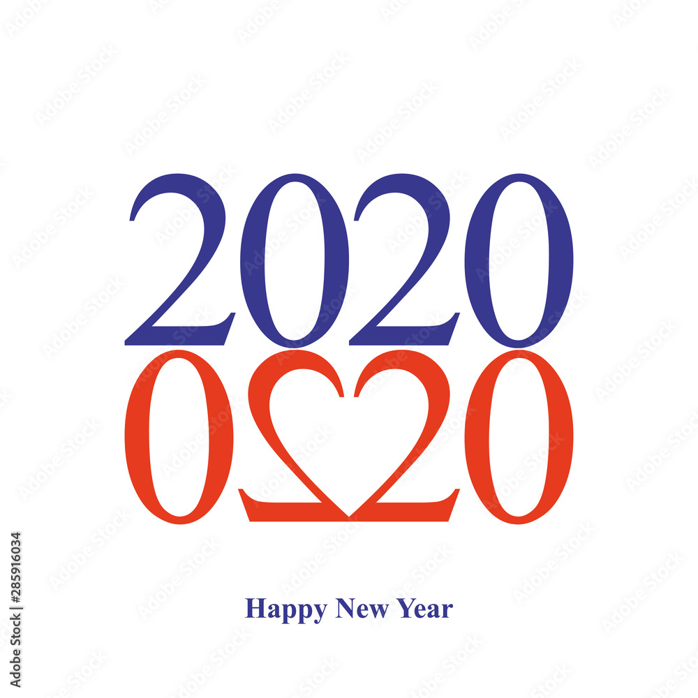 Happy New Year 2020. Greeting card. 2020 year typography. Love ...