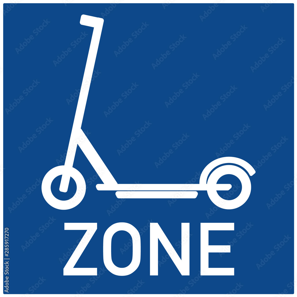 Vecteur Stock Electric scooter escooter zone road sign for eco