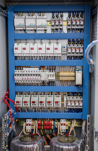 Voltage switchboard with circuit breakers. photo