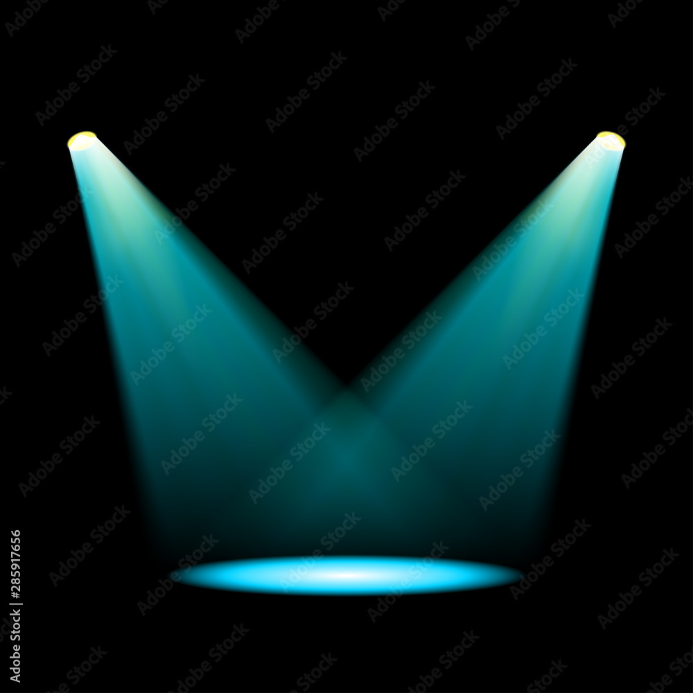 Glowing blue spotlights - obrazy, fototapety, plakaty 