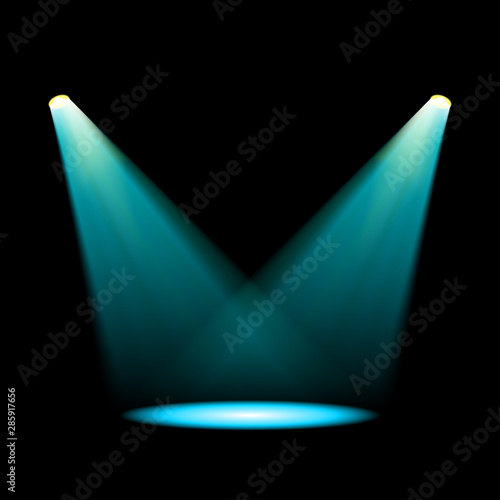 Glowing blue spotlights