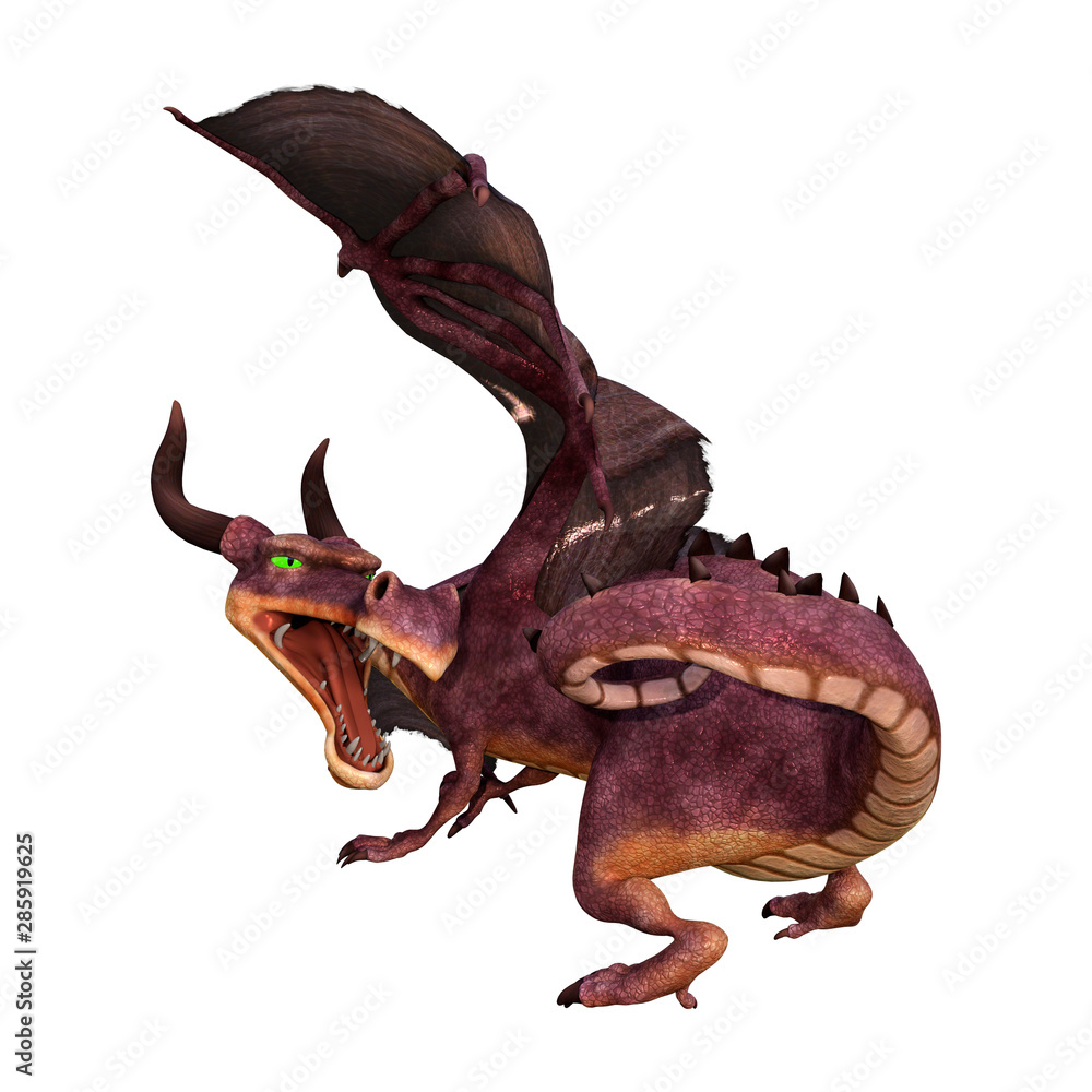 Fototapeta premium 3D Rendering Fairy Tale Dragon on White
