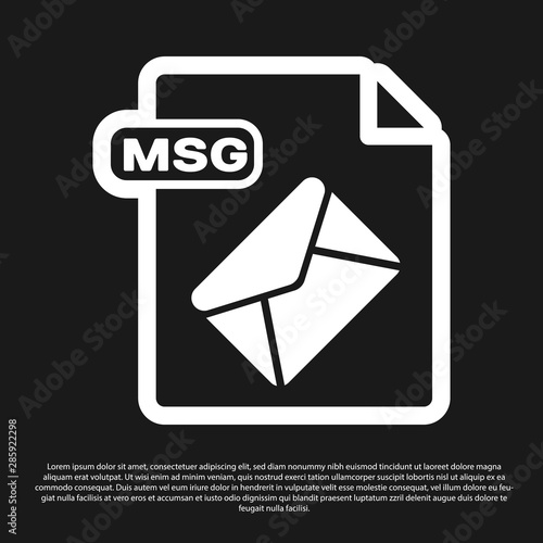 Black MSG file document. Download msg button icon isolated on black background. MSG file symbol. Vector Illustration